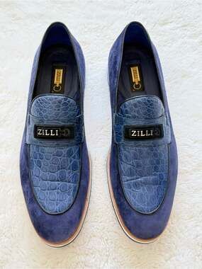 Zilli men derby shoes size 10 UK or 11 US suede/alligator Authentic Retail 1900$
